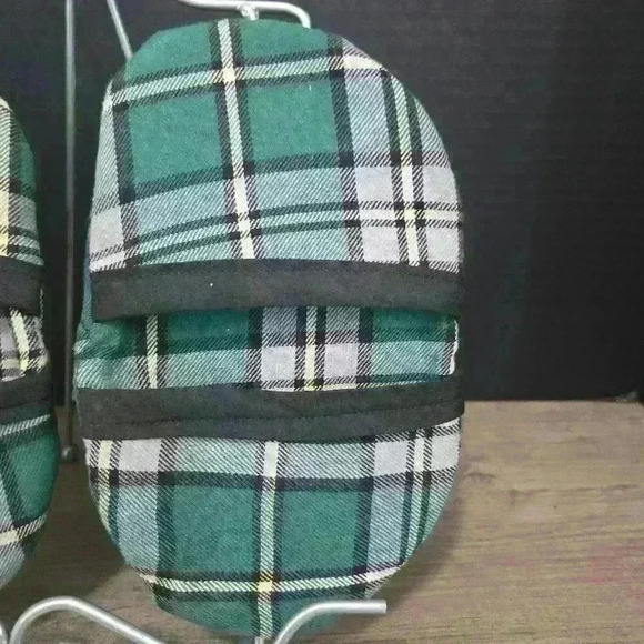 Handmade Microwave Mitts Green / White / Black /  Yellow Plaid / Regular Size - Picture 6 of 6